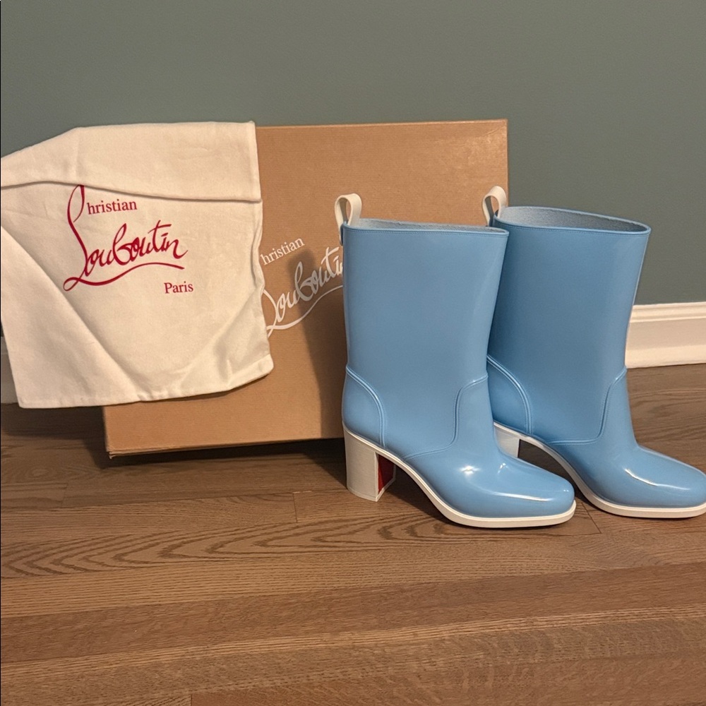 Christian Louboutin Light Blue Rain Boots